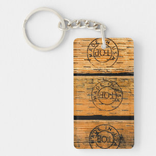 Wood Planks Stamped with "Made in USA"  Keychain