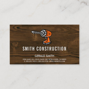 Wood   Power Drill   Carpentry Business Card