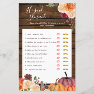 Wood Pumpkin Burnt Orange He said She said Games