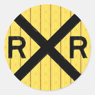 Wood Railroad Crossing Sign Classic Round Sticker