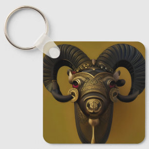 Wood Ram Keychain