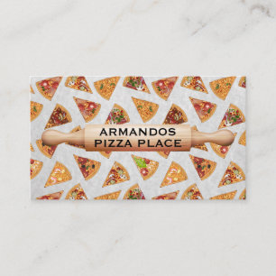 Wood Rolling Pin   Pizza Slices Business Card