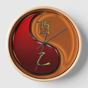 Wood Rooster Clock