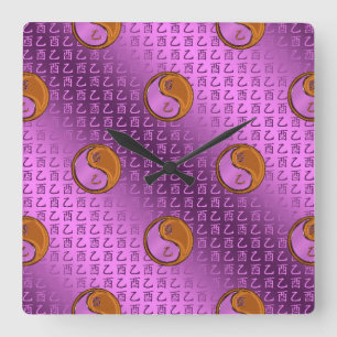 Wood Rooster Square Wall Clock