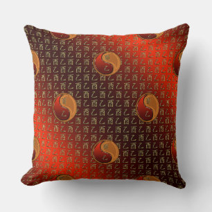 Wood Rooster Throw Pillow