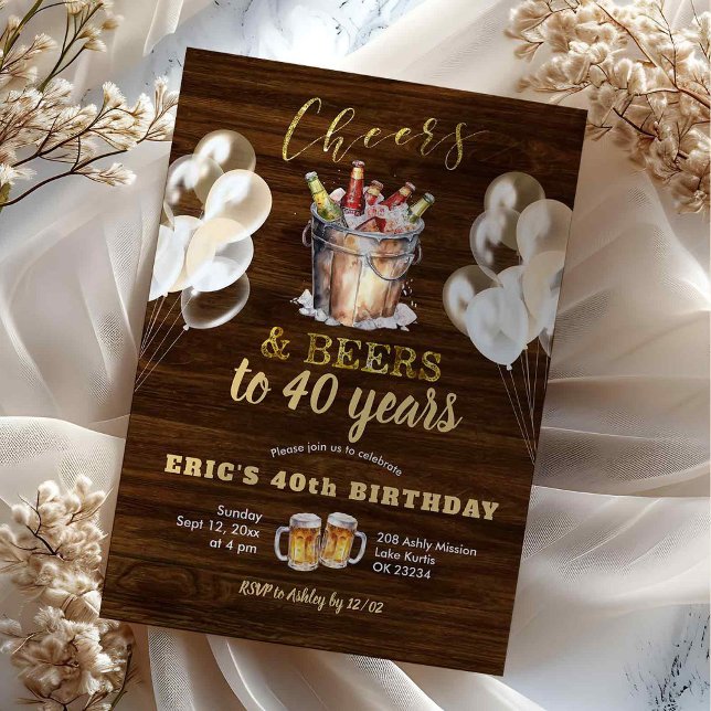 Wood Rustic Cheers and Beers Birthday Invitation (Creator Uploaded)