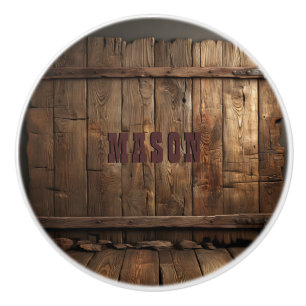 Wood Rustic Country Western Theme Ceramic Knob