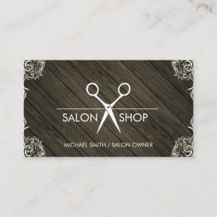 Wood Rustic Fancy Corners Business Card