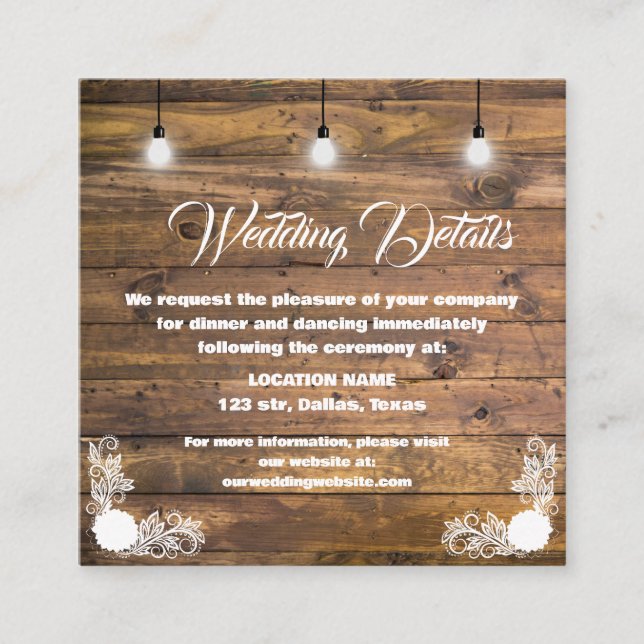 Wood Rustic Lace Enclosure Cards (Front)