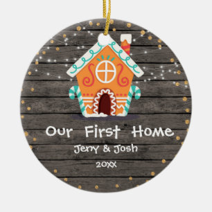 Wood Rustic Our First Home Christmas Ornament