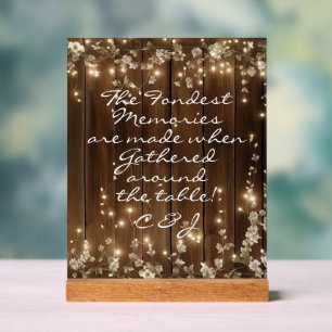 Wood Rustic String Lights 'The Fondest Memories' Acrylic Sign