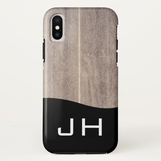 Wood Rustic two letter monogram Case-Mate iPhone Case (Back)