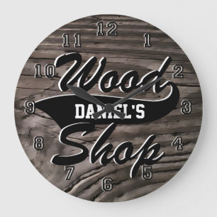 Wood Shop Personalize Large Clock