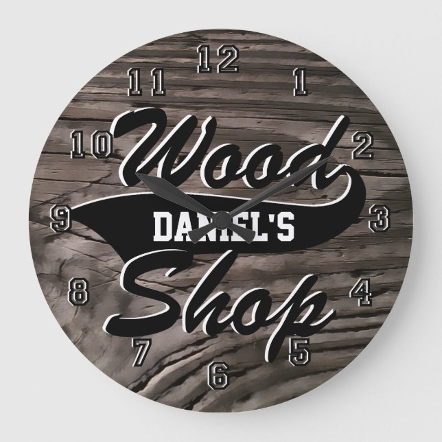 Wood Shop Personalize Large Clock (Front)