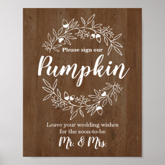 Wood Sign Our Pumpkin Wedding Engagement Guestbook