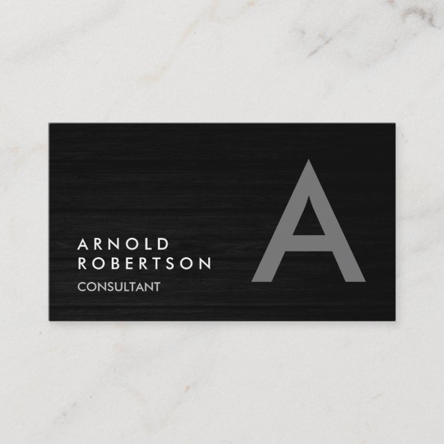 Wood Simple Plain Grey Trendy Business Card (Front)
