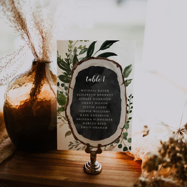 Wood Slice Boho Botanical Table Seating Card (Creator Uploaded)
