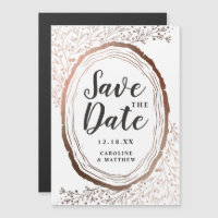 Wood Slice Rustic Copper Foil Autumn Save the Date