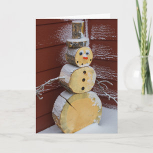 Wood snowman Holiday Card