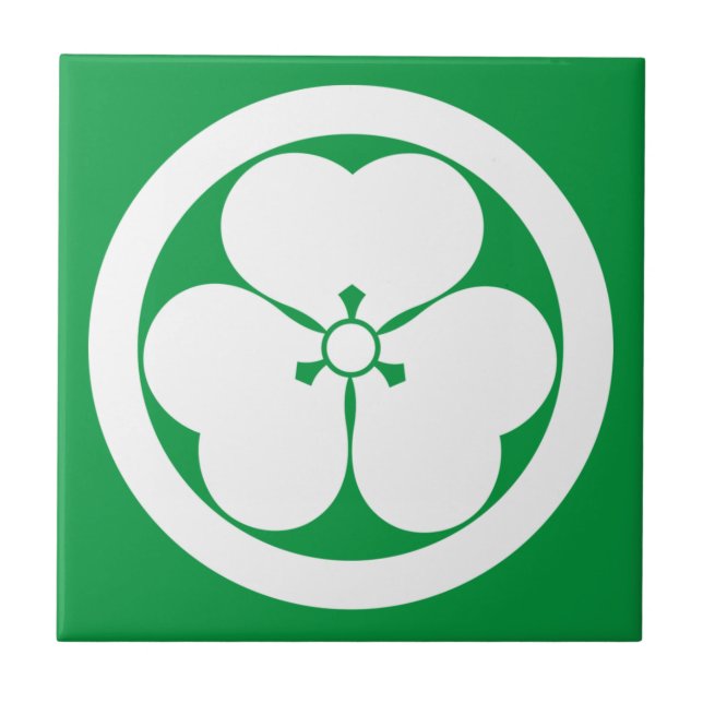 Wood sorrel in a circle ceramic tile (Front)