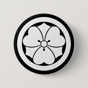 Wood sorrel with swords in circle 2 inch round button