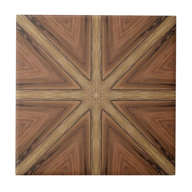 Wood star geometric art design tile (Front)