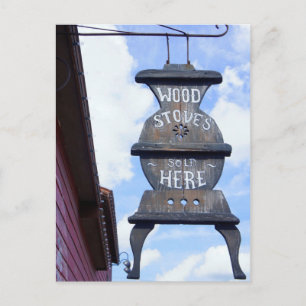 Wood Stove Sign Postcard
