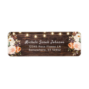 Wood String Lights, Blush & Peach Floral Address