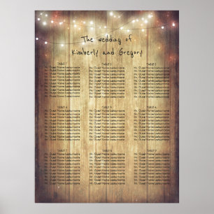 Wood String Lights Rustic Wedding Seating Chart