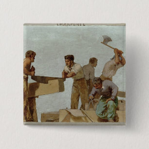 Wood Structure 2 Inch Square Button