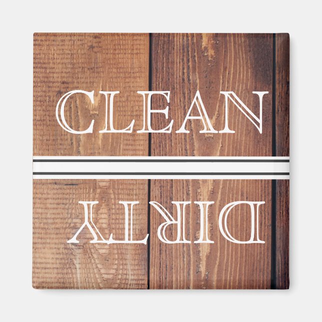 Wood Style Dishwasher Magnet Clean & Dirty (Front)