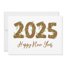 Wood style simple happy new years cards 2025