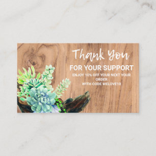 Wood Succulent Discount Business Card