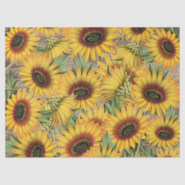 Wood Sunflowers Tissue Paper (Front)