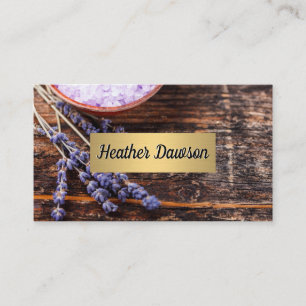 Wood Table Lavender Bath Salts Business Card