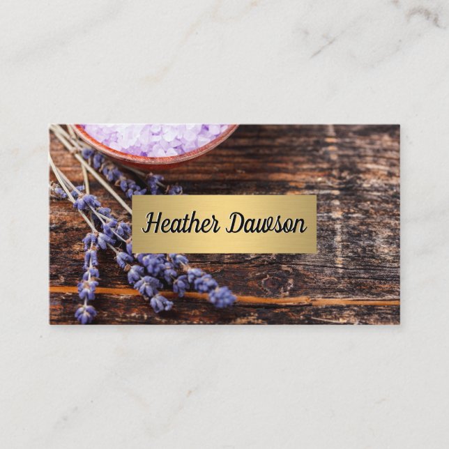 Wood Table Lavender Bath Salts Business Card (Front)