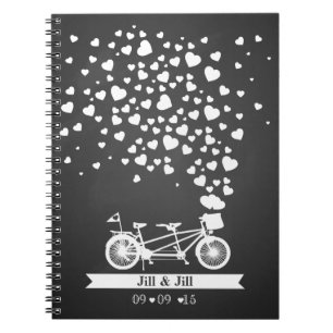 Wood tandem wedding guest book planner notebook
