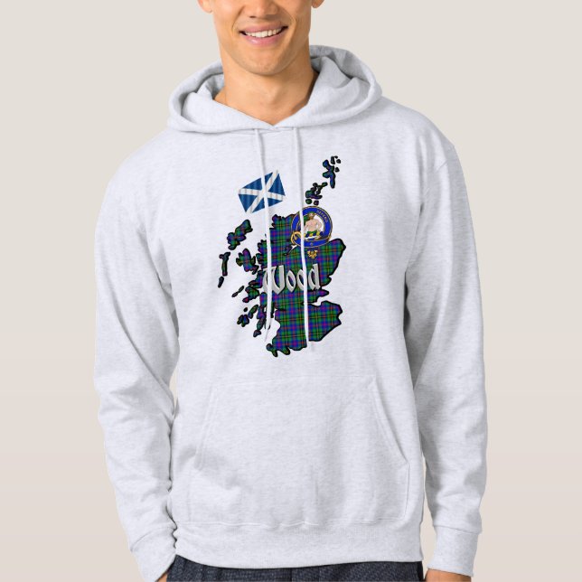 Wood Tartan Map & Badge Hoodie (Front)