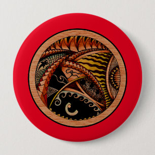 Wood Tattoo 4 Inch Round Button