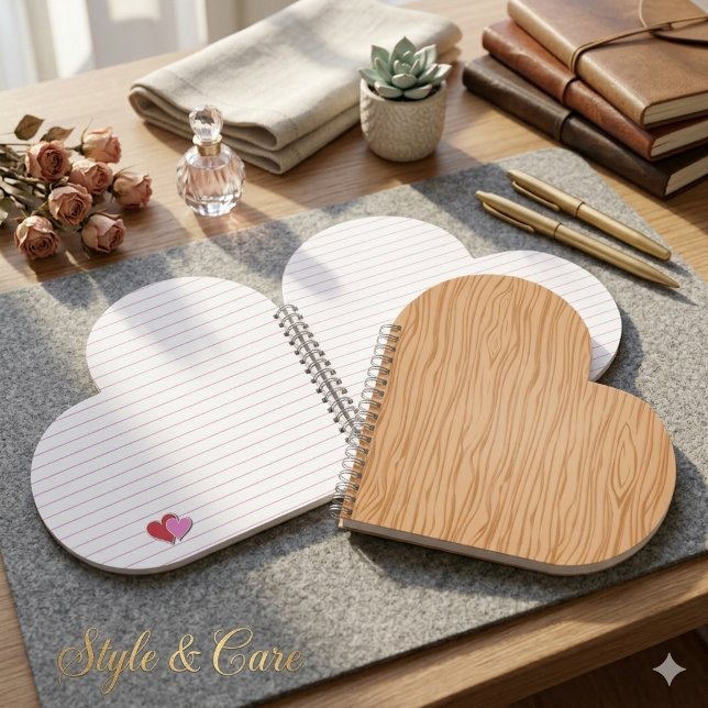 Wood Texture Heart Shaped Spiral Bound Notebook (Wood Texture Heart Shaped Spiral Bound Notebook)