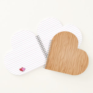 Wood Texture Heart Shaped Spiral Bound Notebook