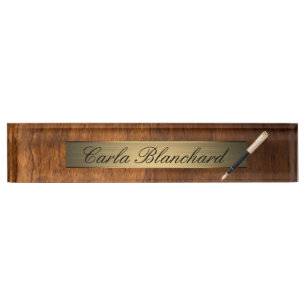 wood texture pen nameplate