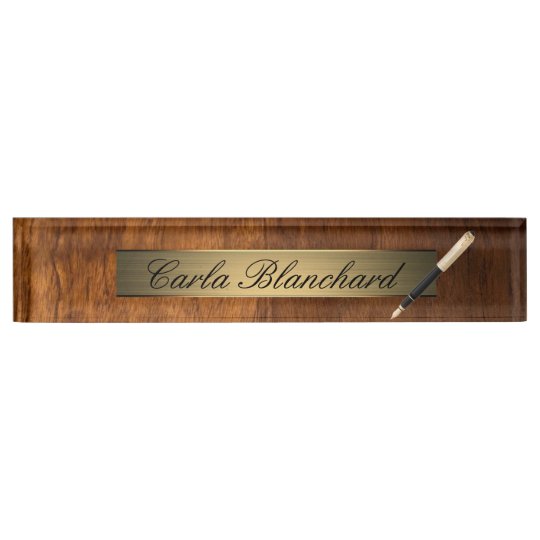 wood texture pen nameplate
