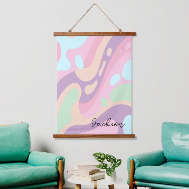 Wood Topped Tapestries Happy Colourful Pastel (Living Room)