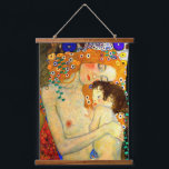 Wood Topped Wall Tapestry<br><div class="desc">Mother and Child - detail from The Three Ages of Woman,  a popular painting by Austrian symbolist & art nouveau artist Gustav Klimt from 1905.  Fine art tapestry wall hanging.</div>