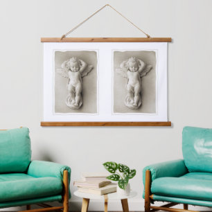 Wood Topped Wall Tapestry Angels