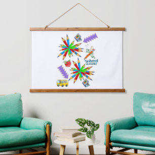 Wood Topped Wall Tapestry  Back to School is Cool