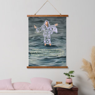 Wood Topped Wall Tapestry : Christ Walks On Water 