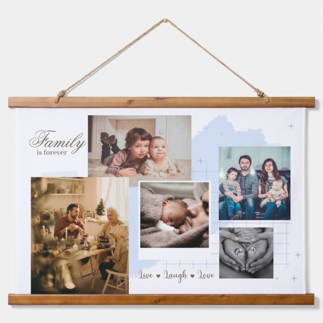 Wood Topped Wall Tapestry Family Forever (Front)