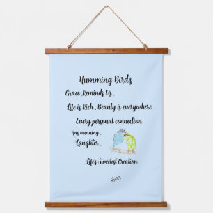 Wood Topped Wall Tapestry :Humming Birds